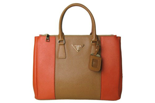 2014 Prada saffiano calfskin tote bag BN1786 orange&apricot